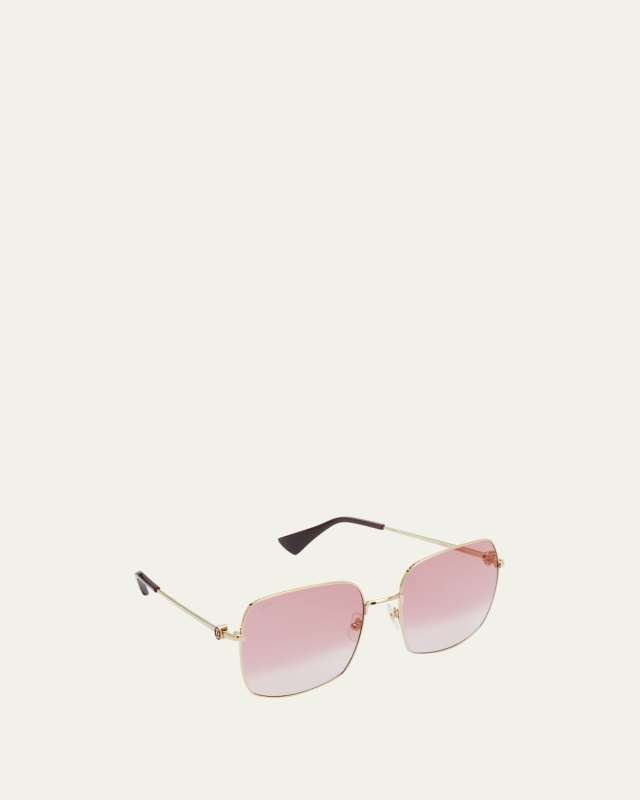 Rose Gradient Logo Square Metal Sunglasses
